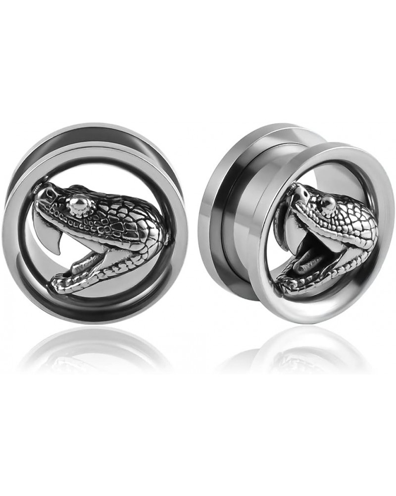 Snake Head Hypoallergenic Stainless Steel 0g 2g Plugs Ear Gauges Tunnels Piercing Expander Stretchers Fashion Body Jewelry 12...