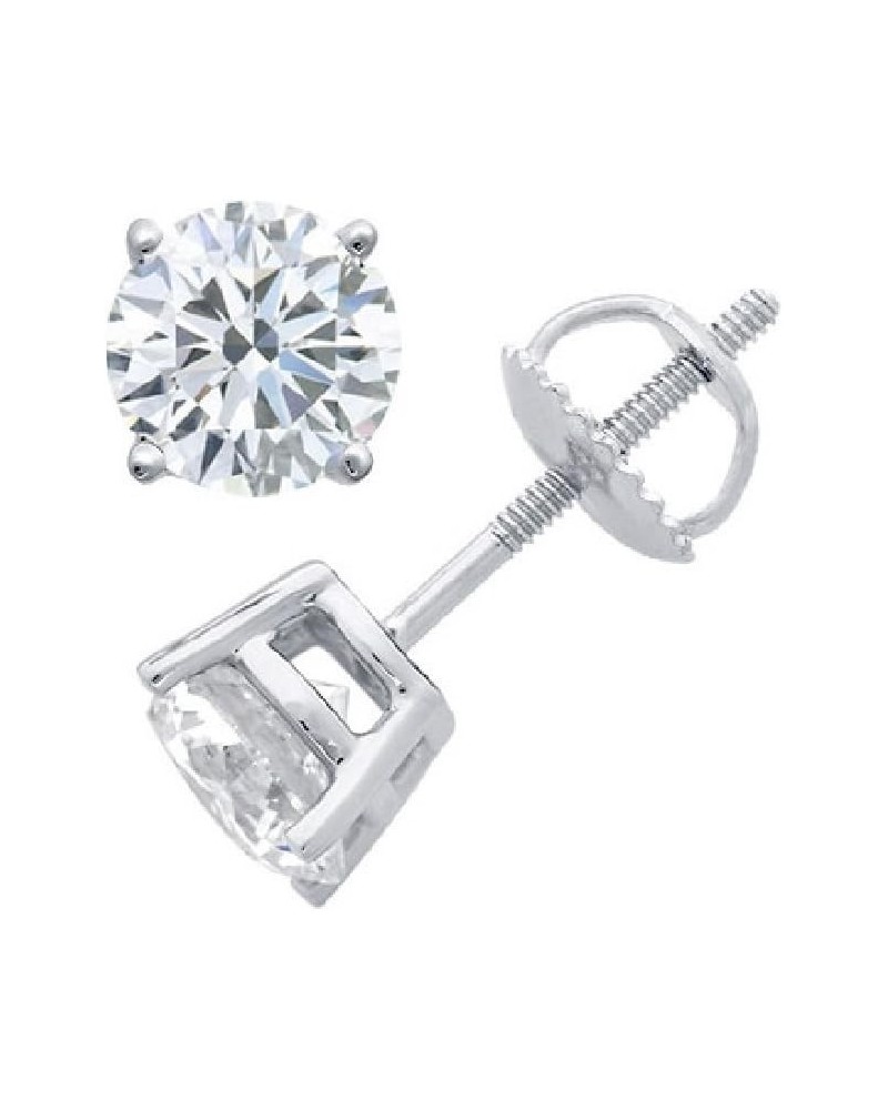 Round Diamond stud (IGI Certified 0.70 ct & up) ScrewBack 14K 0.04ct-2.00ct Clarity-I3 White Gold 0.1 carats $50.33 Earrings