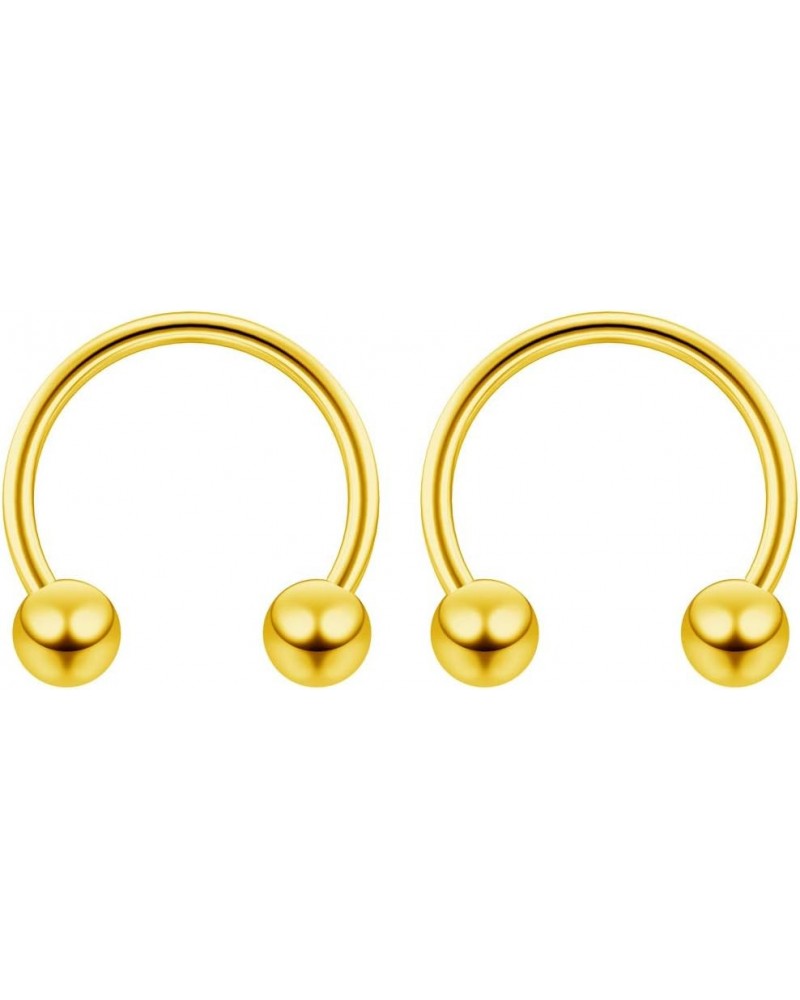 8pc 18g Stainless Steel Horseshoe Earrings Barbell Gauge Hoop Cartilage Daith Tragus Piercing (choose Color, Diameter) Gold -...