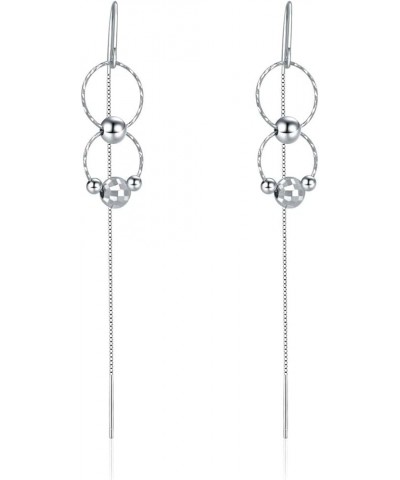 Long Tassel Dangle Earrings Sterling Silver Drop Earrings Jewelry for Women F-two Circle and beads $13.76 Earrings