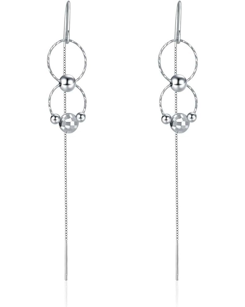 Long Tassel Dangle Earrings Sterling Silver Drop Earrings Jewelry for Women F-two Circle and beads $13.76 Earrings