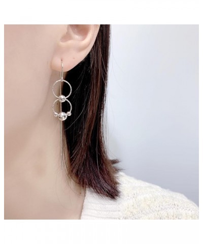 Long Tassel Dangle Earrings Sterling Silver Drop Earrings Jewelry for Women F-two Circle and beads $13.76 Earrings