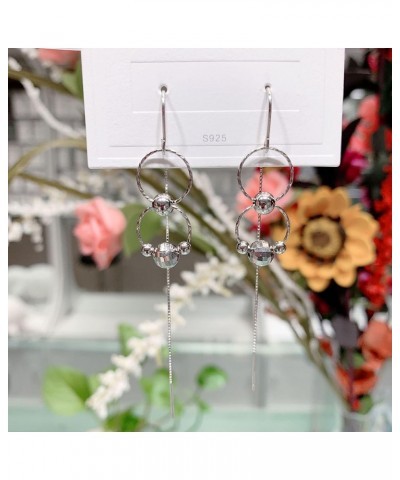 Long Tassel Dangle Earrings Sterling Silver Drop Earrings Jewelry for Women F-two Circle and beads $13.76 Earrings