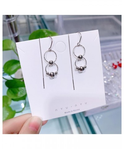 Long Tassel Dangle Earrings Sterling Silver Drop Earrings Jewelry for Women F-two Circle and beads $13.76 Earrings