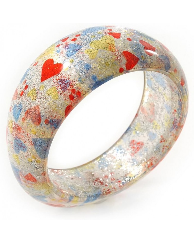 Romantic Glittering 'Heart' Resin Bangle Bracelet - 20cm Length $13.10 Bracelets