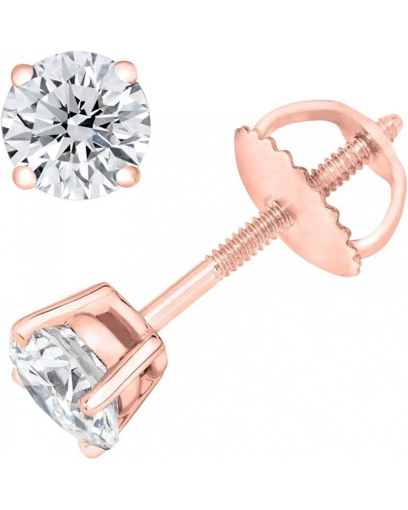 Round Diamond stud (IGI Certified 0.70 ct & up) ScrewBack 14K 0.04ct-2.00ct Clarity-I3 Rose Gold 0.35 carats $50.33 Earrings