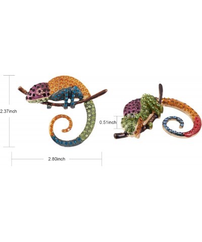 2 Pcs Chameleon Brooch Pins for Women Multicolored Crystal Lizard Lapel Pin for Backpack Corsage Lapel Scarf Clothing Accesso...