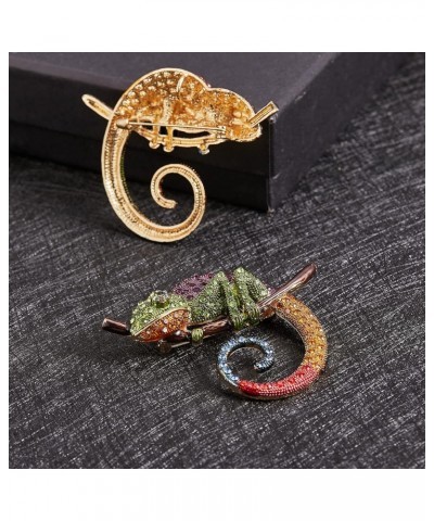 2 Pcs Chameleon Brooch Pins for Women Multicolored Crystal Lizard Lapel Pin for Backpack Corsage Lapel Scarf Clothing Accesso...