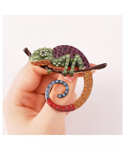 2 Pcs Chameleon Brooch Pins for Women Multicolored Crystal Lizard Lapel Pin for Backpack Corsage Lapel Scarf Clothing Accesso...