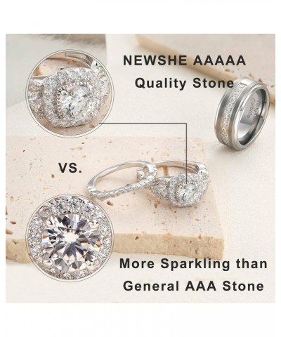 Wedding Ring Sets for Him and Her 5A Cubic Zirconia Ring Women Men Band Promise Rings for Couples Size 5-13 Men's Size 13 & W...