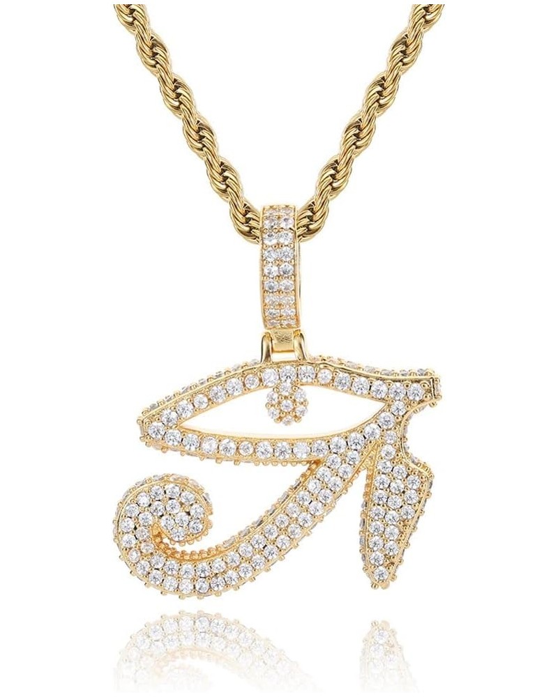 Full Iced Out AAA+ CZ Eye of Horus Pendant Necklace Hip Hop Jewelry Gift For Men Women Gold $15.07 Necklaces