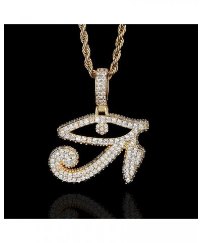 Full Iced Out AAA+ CZ Eye of Horus Pendant Necklace Hip Hop Jewelry Gift For Men Women Gold $15.07 Necklaces