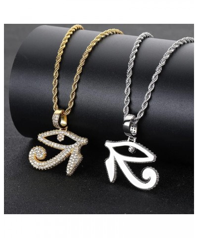 Full Iced Out AAA+ CZ Eye of Horus Pendant Necklace Hip Hop Jewelry Gift For Men Women Gold $15.07 Necklaces