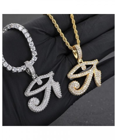 Full Iced Out AAA+ CZ Eye of Horus Pendant Necklace Hip Hop Jewelry Gift For Men Women Gold $15.07 Necklaces