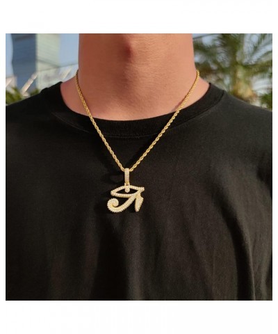 Full Iced Out AAA+ CZ Eye of Horus Pendant Necklace Hip Hop Jewelry Gift For Men Women Gold $15.07 Necklaces