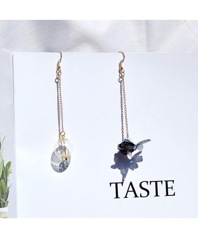 Funny Cute Acrylic Resin Simulation Fish in Bag Dangle Earrings Unique Asymmetry Lightweight Goldfish Dangle Drop Earrings Je...