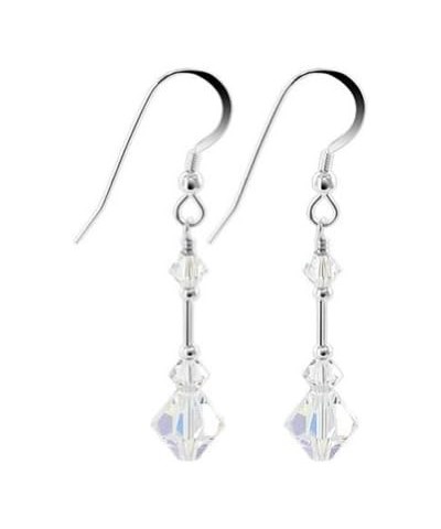 Austrian Crystal Bicones Handmade 925 Sterling Silver French Wire Dangle Earrings for Women Clear AB $15.11 Earrings