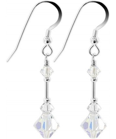 Austrian Crystal Bicones Handmade 925 Sterling Silver French Wire Dangle Earrings for Women Clear AB $15.11 Earrings