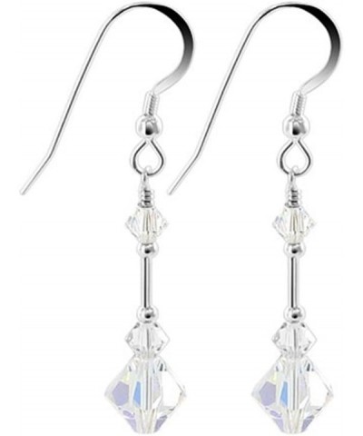 Austrian Crystal Bicones Handmade 925 Sterling Silver French Wire Dangle Earrings for Women Clear AB $15.11 Earrings