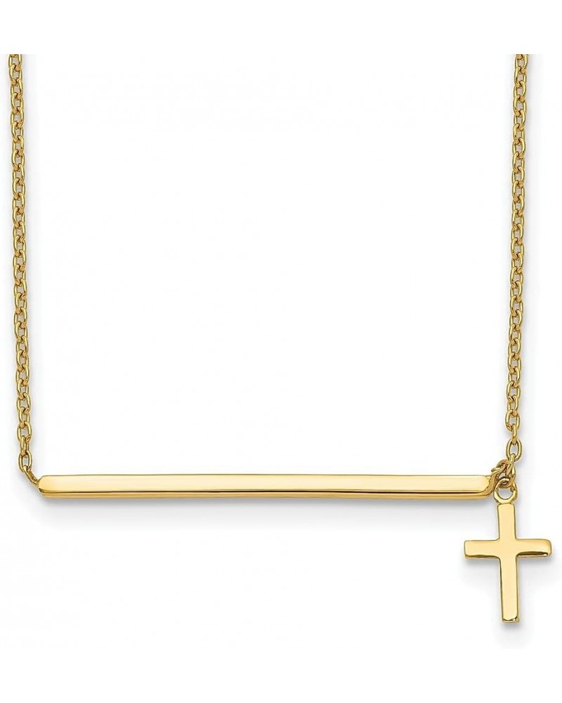 14k Yellow Gold Cross 2 Inch Chain Necklace Pendant Charm Bar Religious Fine Jewelry For Women Gifts For Her $123.81 Necklaces