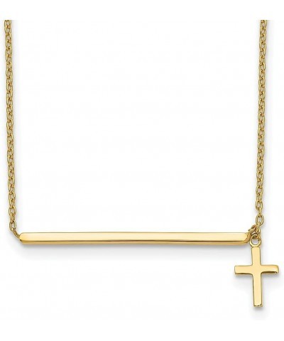 14k Yellow Gold Cross 2 Inch Chain Necklace Pendant Charm Bar Religious Fine Jewelry For Women Gifts For Her $123.81 Necklaces