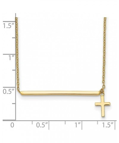 14k Yellow Gold Cross 2 Inch Chain Necklace Pendant Charm Bar Religious Fine Jewelry For Women Gifts For Her $123.81 Necklaces