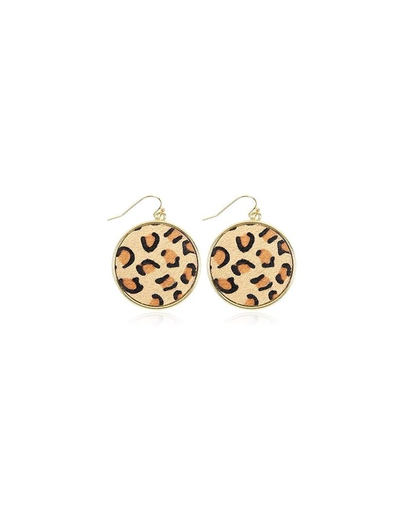 Bohemian Genuine Leather Geometric Earrings - Lightweight Animal Print Dangles Calf Hair Teardrop, Zebra Leaf, Leopard Hoop (...