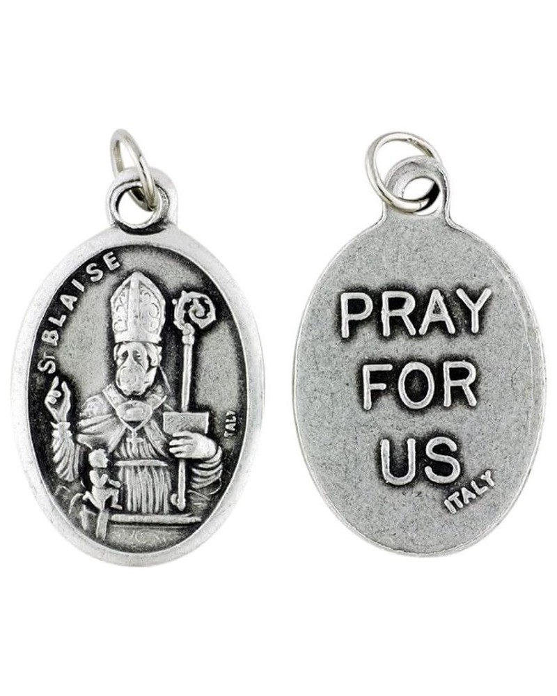 Blessed By Pope Francis St. Blaise Patron Who Suffer Throat Ailments Pray for Us Medal Silver Oxidized $9.27 Pendants