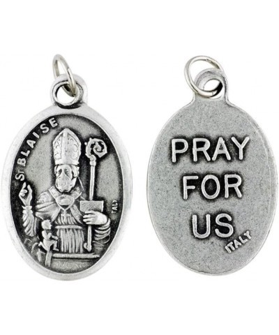 Blessed By Pope Francis St. Blaise Patron Who Suffer Throat Ailments Pray for Us Medal Silver Oxidized $9.27 Pendants