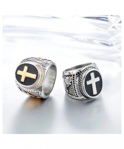 Stainless Steel Christian Holy Cross Ring for Men Women Religious Prayer Ring Black Enamel Jewelry Size 7-13 Silver $10.98 Rings