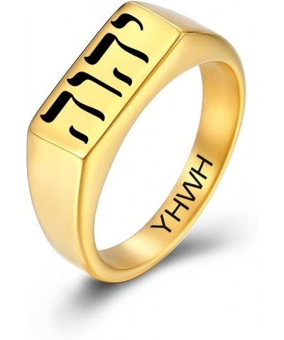 SHNIAN Modern Hebrew Blessing Ring Geometrical Shape Wedding Band Ring Stainless Steel for Men Women Free Engraved Band Chris...