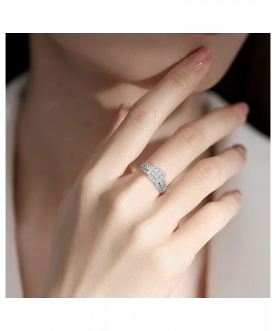 Women's Square Simulated Diamond Ring Engagement Ring Zircon Wedding Band CZ Statement Rings Silver-2 $5.57 Rings