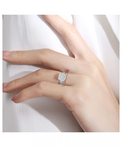 Women's Square Simulated Diamond Ring Engagement Ring Zircon Wedding Band CZ Statement Rings Silver-2 $5.57 Rings