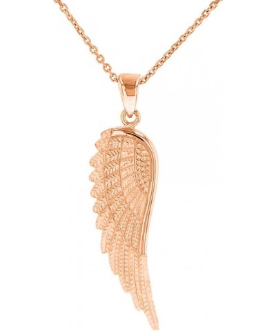 Solid 14k Rose Gold Textured Angel Wing Charm Pendant Necklace 18.0 Inches $77.90 Necklaces