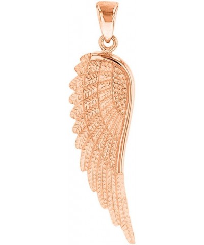 Solid 14k Rose Gold Textured Angel Wing Charm Pendant Necklace 18.0 Inches $77.90 Necklaces