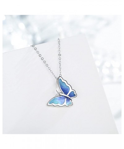 Opal Butterfly Necklace for Women 925 Sterling Silver Dainty Cute Butterfly Charm Jewelry Delicate Pendant Butterfly Necklace...