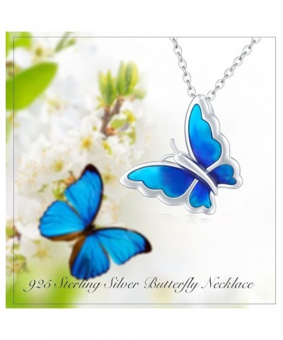 Opal Butterfly Necklace for Women 925 Sterling Silver Dainty Cute Butterfly Charm Jewelry Delicate Pendant Butterfly Necklace...