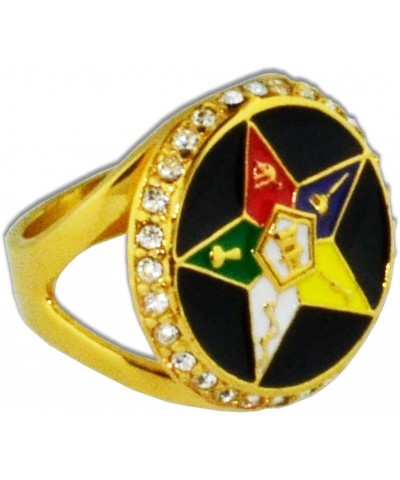 Order of the Eastern Star Ring - Gold Color Black Orb Steel Band with OES Symbol. Masonic Rings for Women / OES Jewelry Size ...