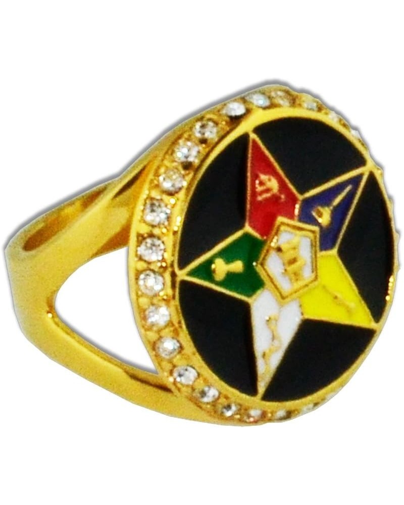 Order of the Eastern Star Ring - Gold Color Black Orb Steel Band with OES Symbol. Masonic Rings for Women / OES Jewelry Size ...