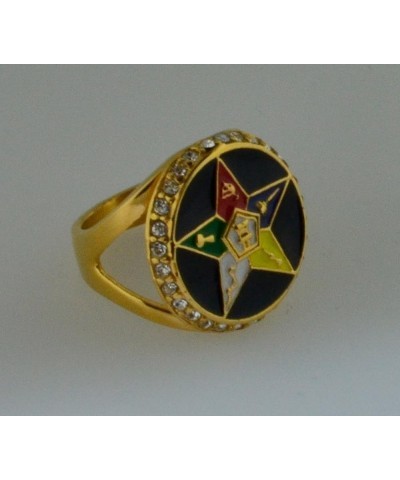 Order of the Eastern Star Ring - Gold Color Black Orb Steel Band with OES Symbol. Masonic Rings for Women / OES Jewelry Size ...