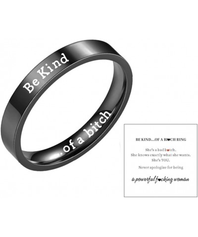 Be Kind Of A Bitch Ring for Women Inspirational Friendship Ring Stackable Stainless Steel Engraved Band Ring Motivational Fri...