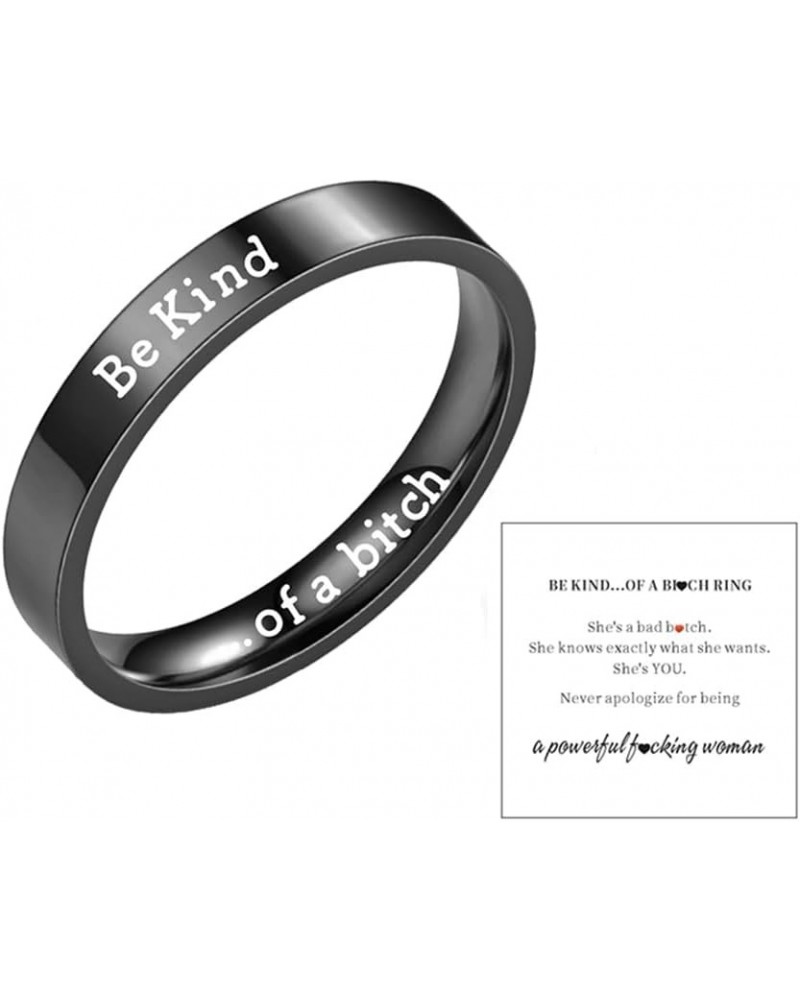 Be Kind Of A Bitch Ring for Women Inspirational Friendship Ring Stackable Stainless Steel Engraved Band Ring Motivational Fri...