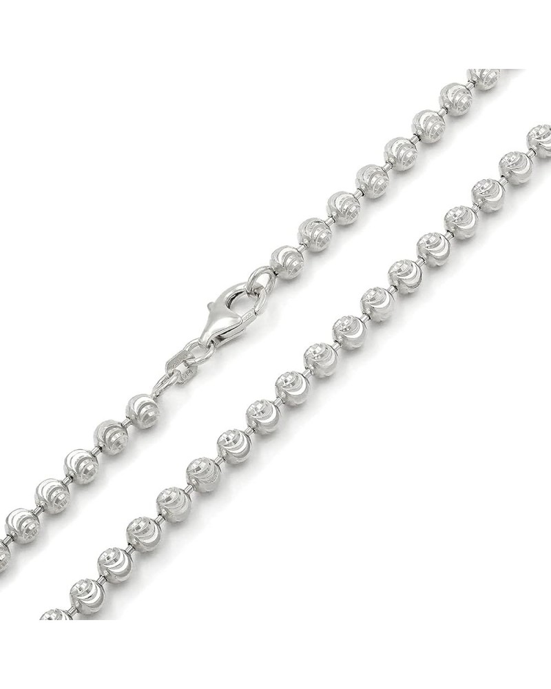 925 Italian Sterling Silver 2mm - 4mm Ball Bead Moon Cut Chain, Rhodium Dog Tag Solid Necklace or Bracelet 4mm $17.15 Necklaces