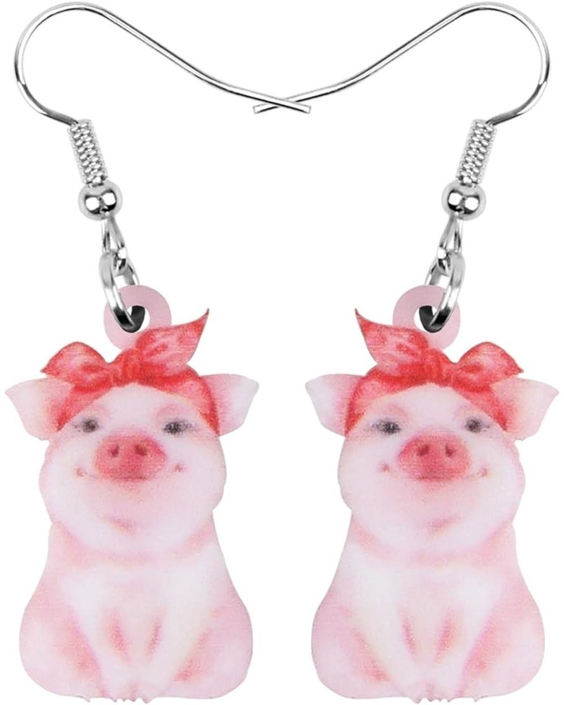 Cute Pink Pig Acrylic Earrings Dangle Jewelry Gifts for Women Girls Kids Pig Lovers Pink $7.31 Earrings