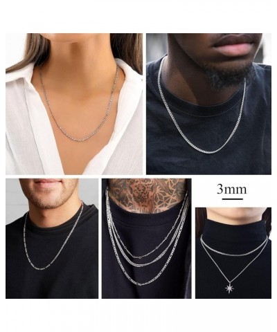 Solid 925 Sterlings Silver 3mm 5mm Flat Curb Cuban Link Chain/Figaro Chain Necklace, Hip Hop Jewelry for Men Women 14"/18"/20...