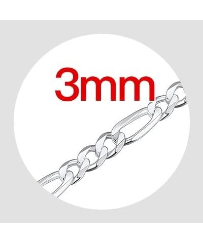 Solid 925 Sterlings Silver 3mm 5mm Flat Curb Cuban Link Chain/Figaro Chain Necklace, Hip Hop Jewelry for Men Women 14"/18"/20...