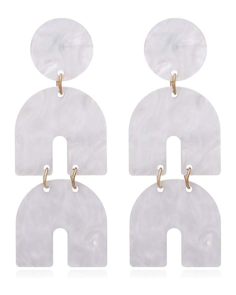 Horseshoe Acrylic Dangle Earrings Statement Acetic Acid Beach Earrings for Women A:White $7.69 Earrings