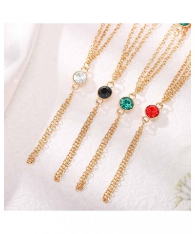 Rhinestone Finger Ring Hand Bracelets Gold Hand Jewelry Crystal Hand Chain for Women and Girls Gold-R $9.85 Bracelets