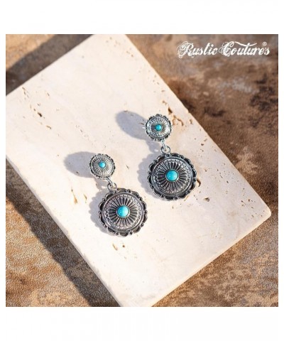 Rustic Couture's Western Earrings for Women Cowgirls Dangling Statement Western Jewelry Gift L-Turquoise $9.00 Earrings