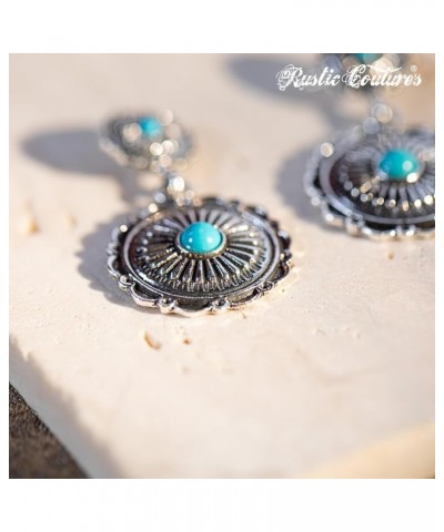 Rustic Couture's Western Earrings for Women Cowgirls Dangling Statement Western Jewelry Gift L-Turquoise $9.00 Earrings